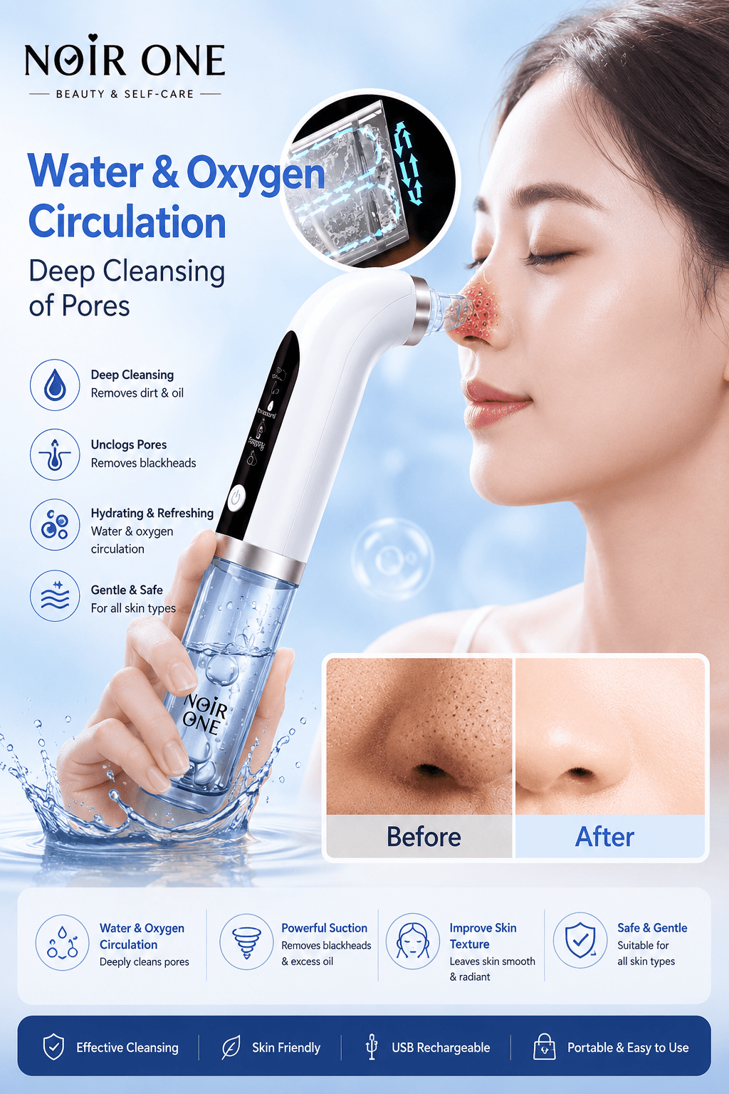 Blackhead Remover Vacuum for Deep Pore Cleansing | Noir One - Noir WhiteBlackhead Remover Vacuum for Deep Pore Cleansing |