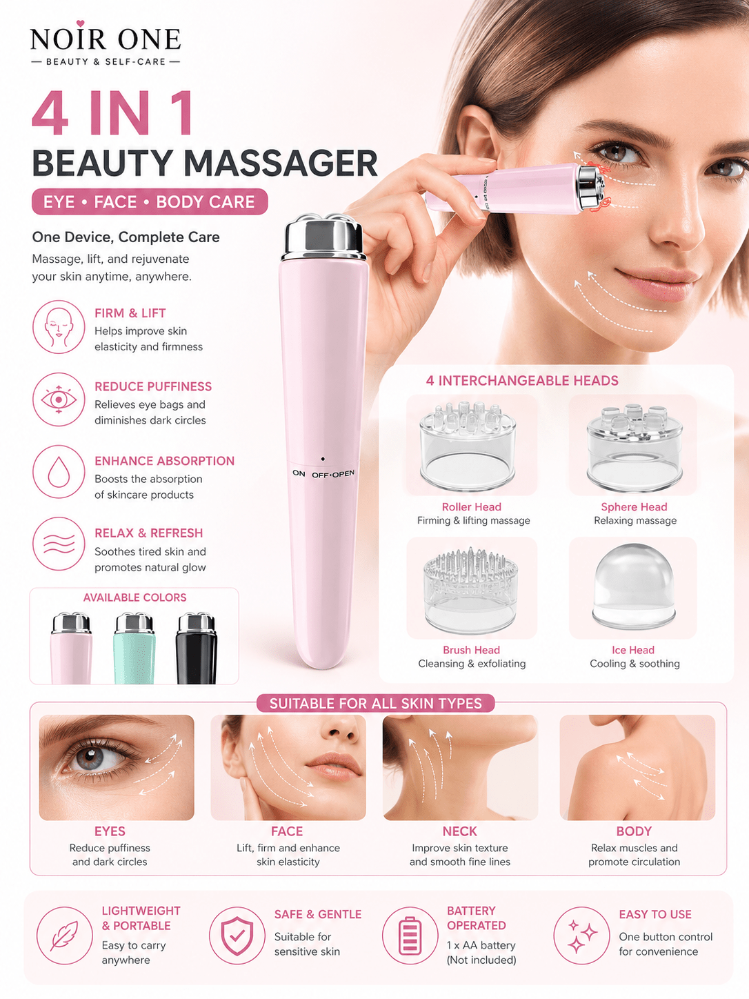 Electric Eye Massager for Dark Circles & Puffiness | BlackElectric Eye Massager for Dark Circles & Puffiness | Eye Massager