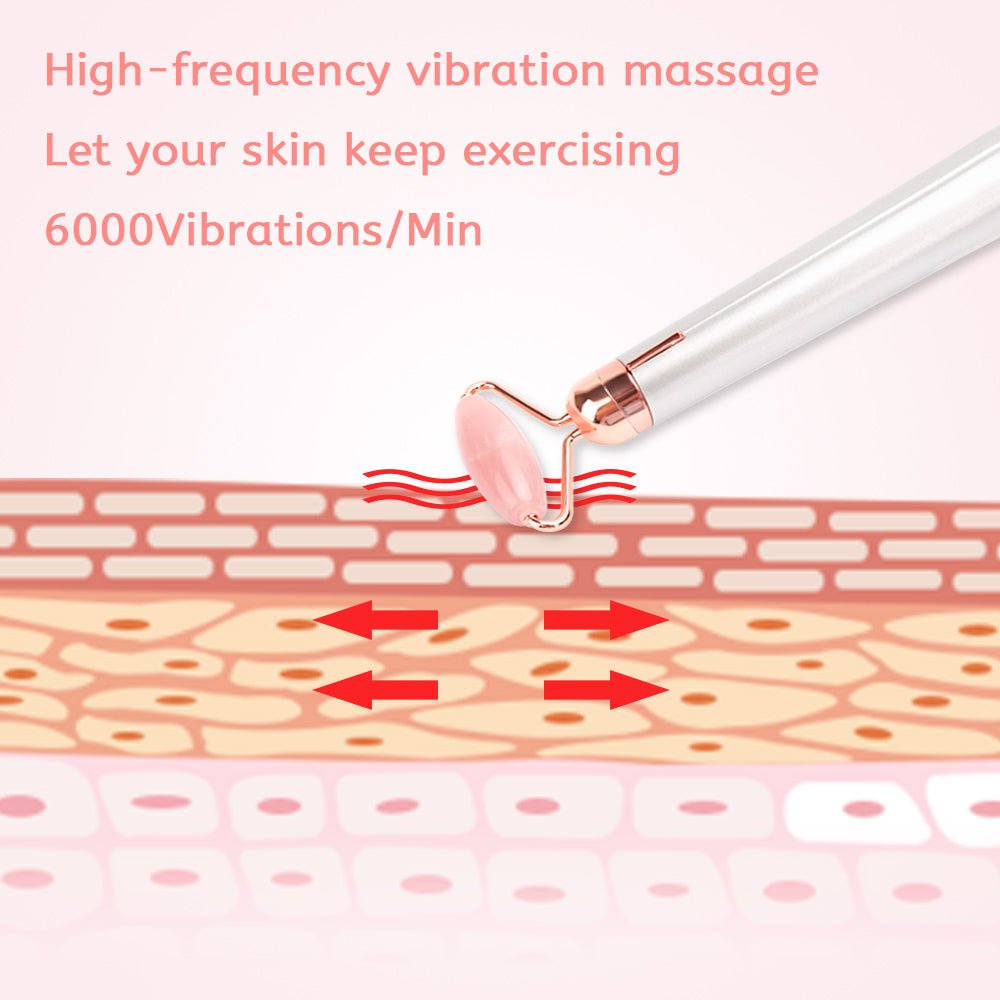 Electric Rose Quartz Facial Roller – Vibrating Face Sculpting & Massage Tool - 54b910c02febdd9932afa2aaec11ad47Electric