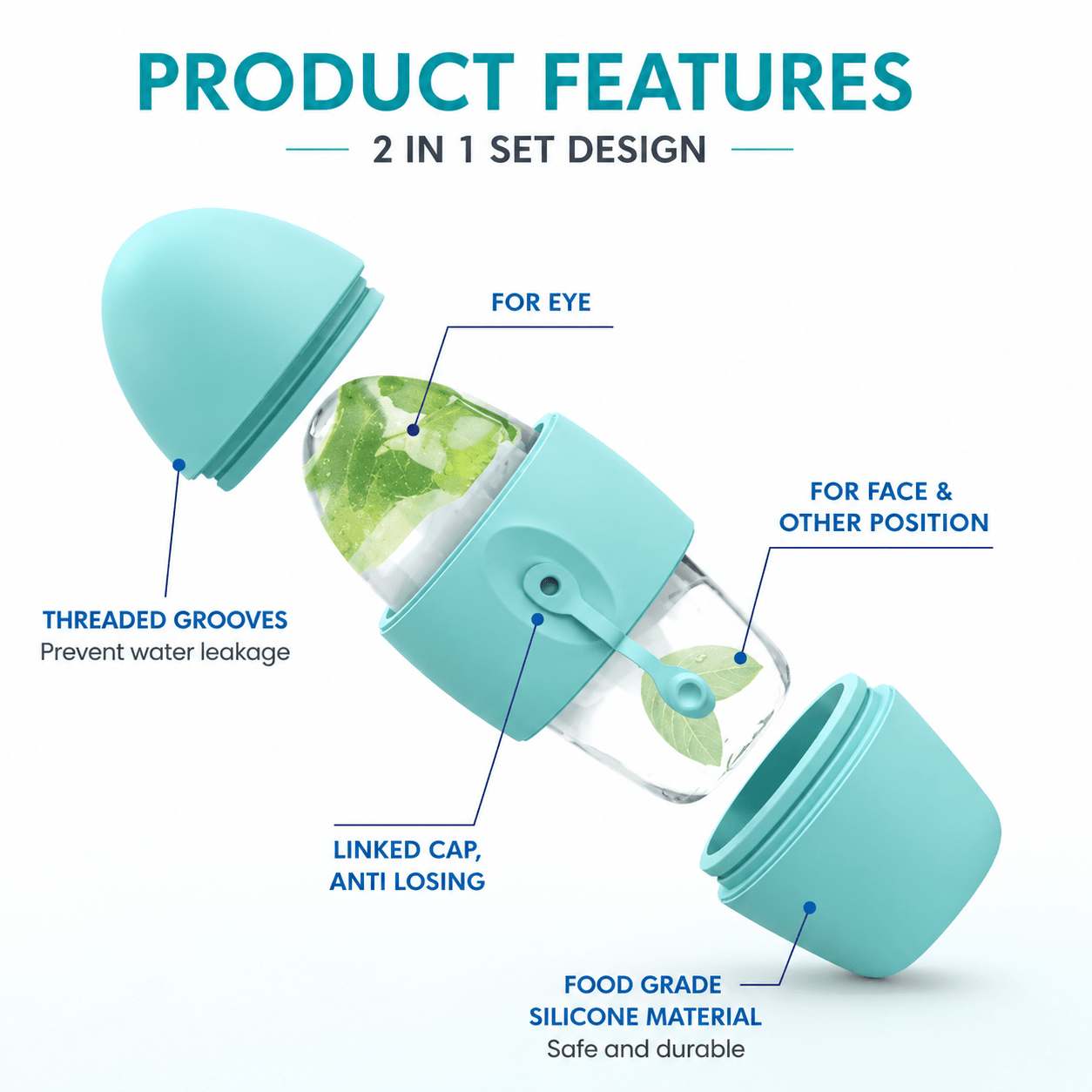 Facial Ice Roller for Puffiness & Skin Cooling | Green 1Facial Ice Roller for Puffiness & Skin Cooling | Noir Ice Face Roller