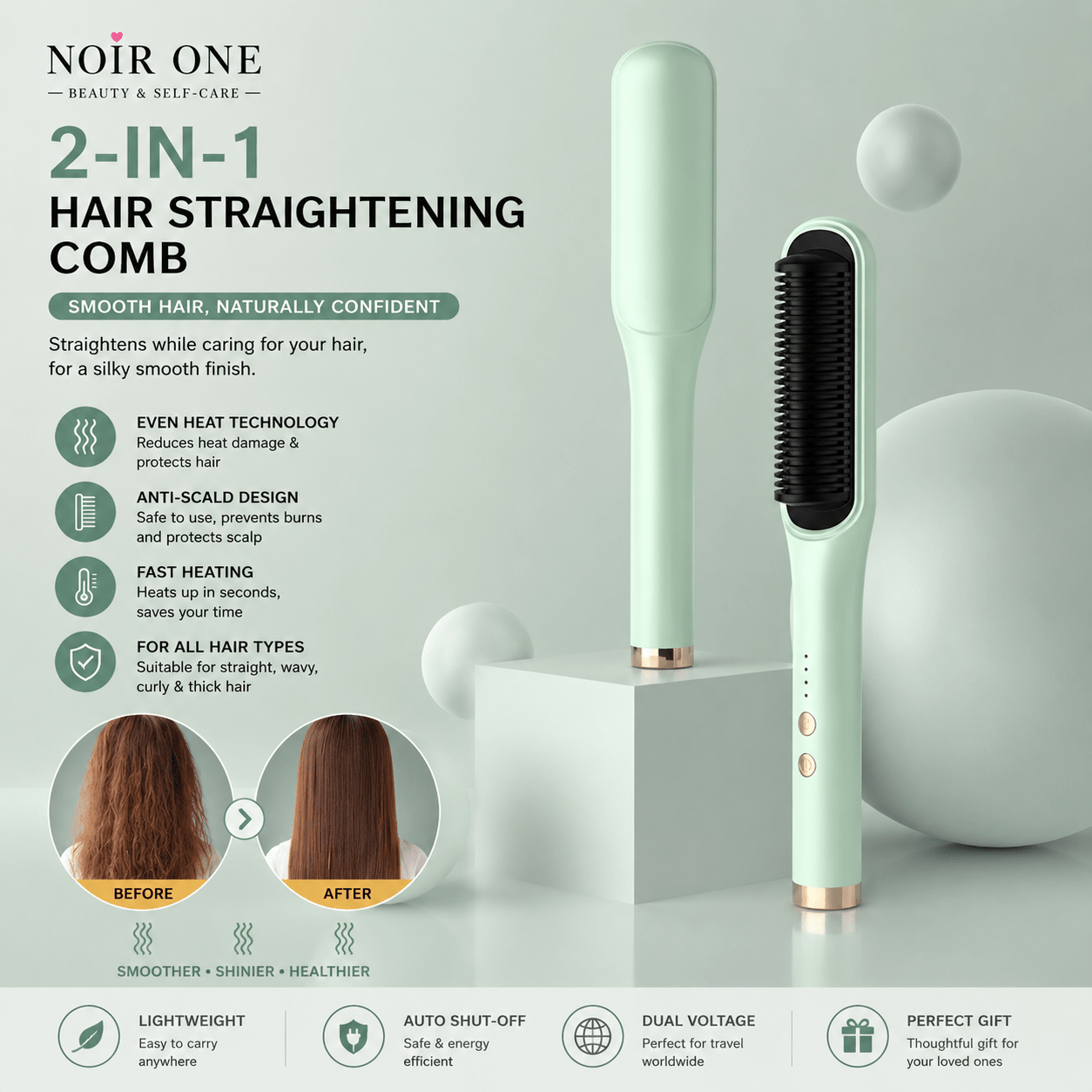Ionic Hair Straightening Brush for Smooth Hair | EU Ionic Hair Straightening Brush for Smooth Hair | Hair Straightening Brush