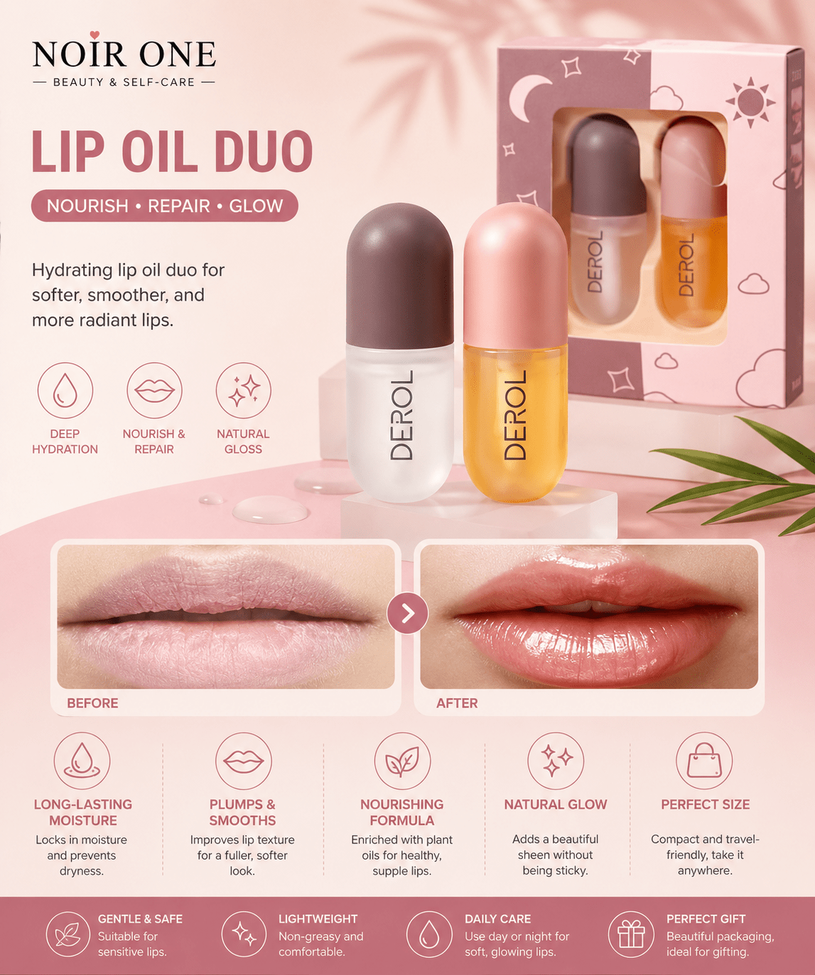 Lip Plumper Oil for Fuller & Hydrated Lips | Noir One - Noir oneNoirA SetLip Plumper Oil for Fuller & Hydrated Lips | Noir