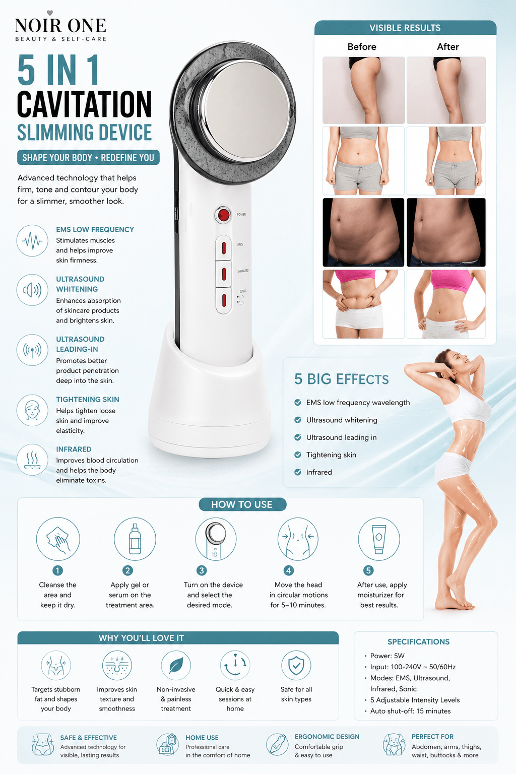 Ultrasonic Body Massager for Skin Firming & Relaxation | EU 1Ultrasonic Body Massager | Ultrasonic Body Massager
