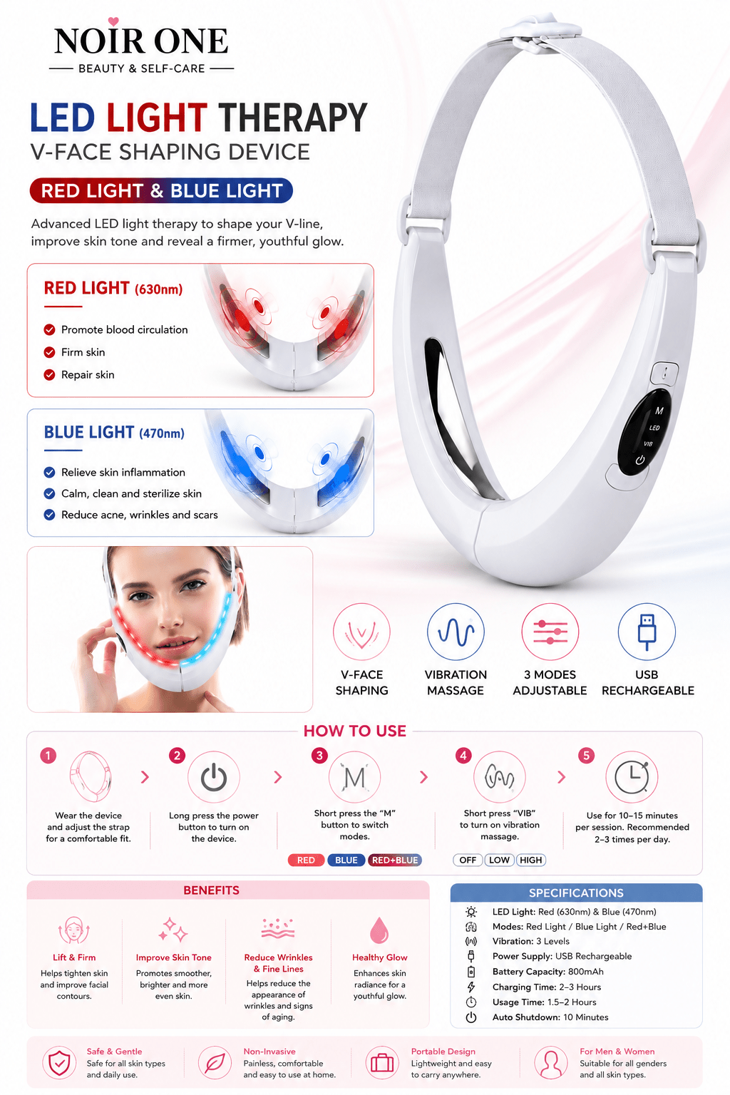 V - Line Face Lifting Device – Chin & Jawline Sculpting Beauty Tool - WhiteV - Line Face Lifting Device – Chin & Jawline