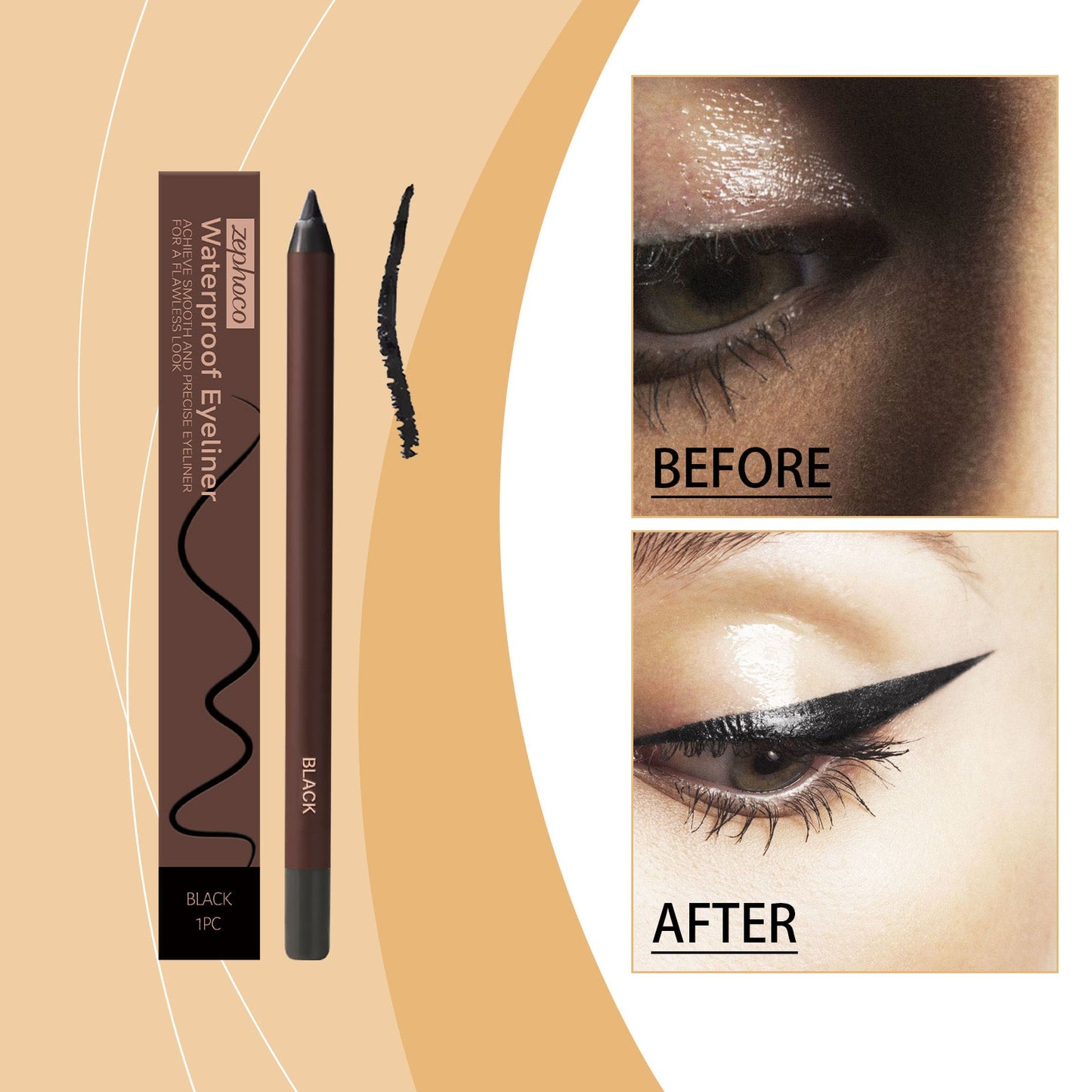 Waterproof Eyeliner Pencil | Long Lasting Eye Makeup | Noir One - 1pcs4f6e6973290cc38e917c5de5d9319c6Waterproof Eyeliner